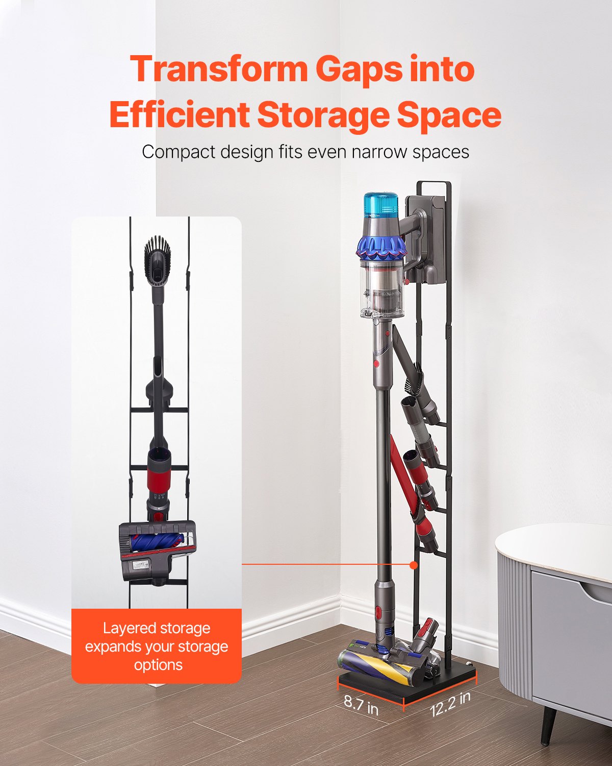 Vacuum Stand, Compatible With Dyson V6 V7 V8 V10 V11 V15, Stable Vacuum Stand Holder with Wheels for Dyson DC30 DC31 DC34 DC35 DC58 DC59 DC62 D74 Cordless Upright Vacuum Cleaners & Accessories